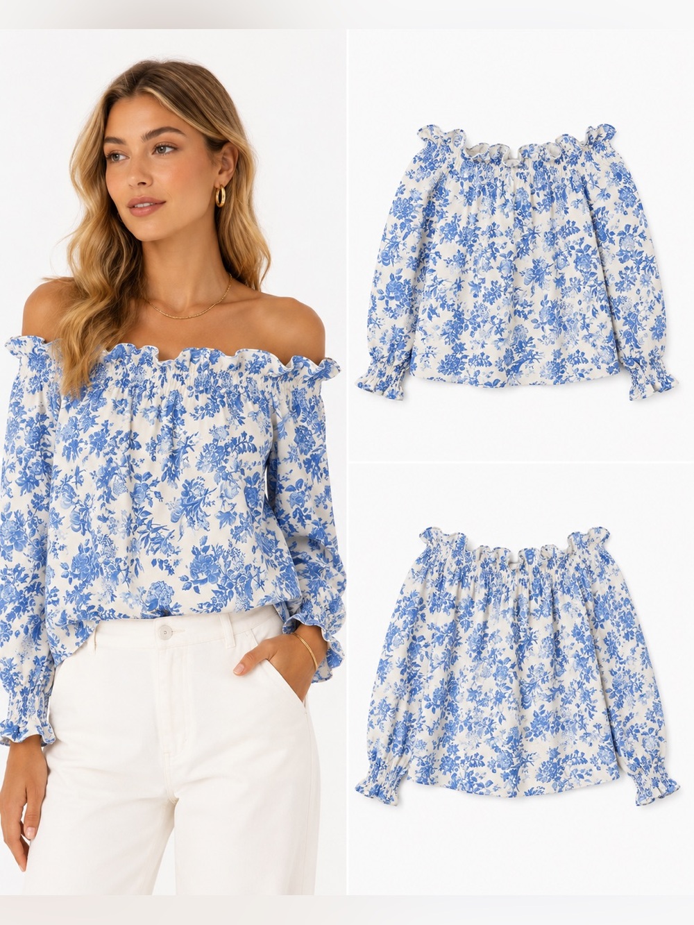 Tuckernuck "Blue Majolica Marguerite" Blouse Size XS